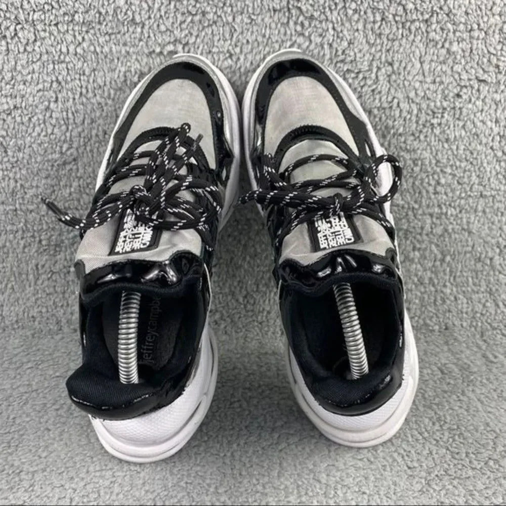 Jeffrey campbell sneakers Metallic Luxembourg Leather Lace Up Chunky Size 8 Gray - Picture 12 of 16